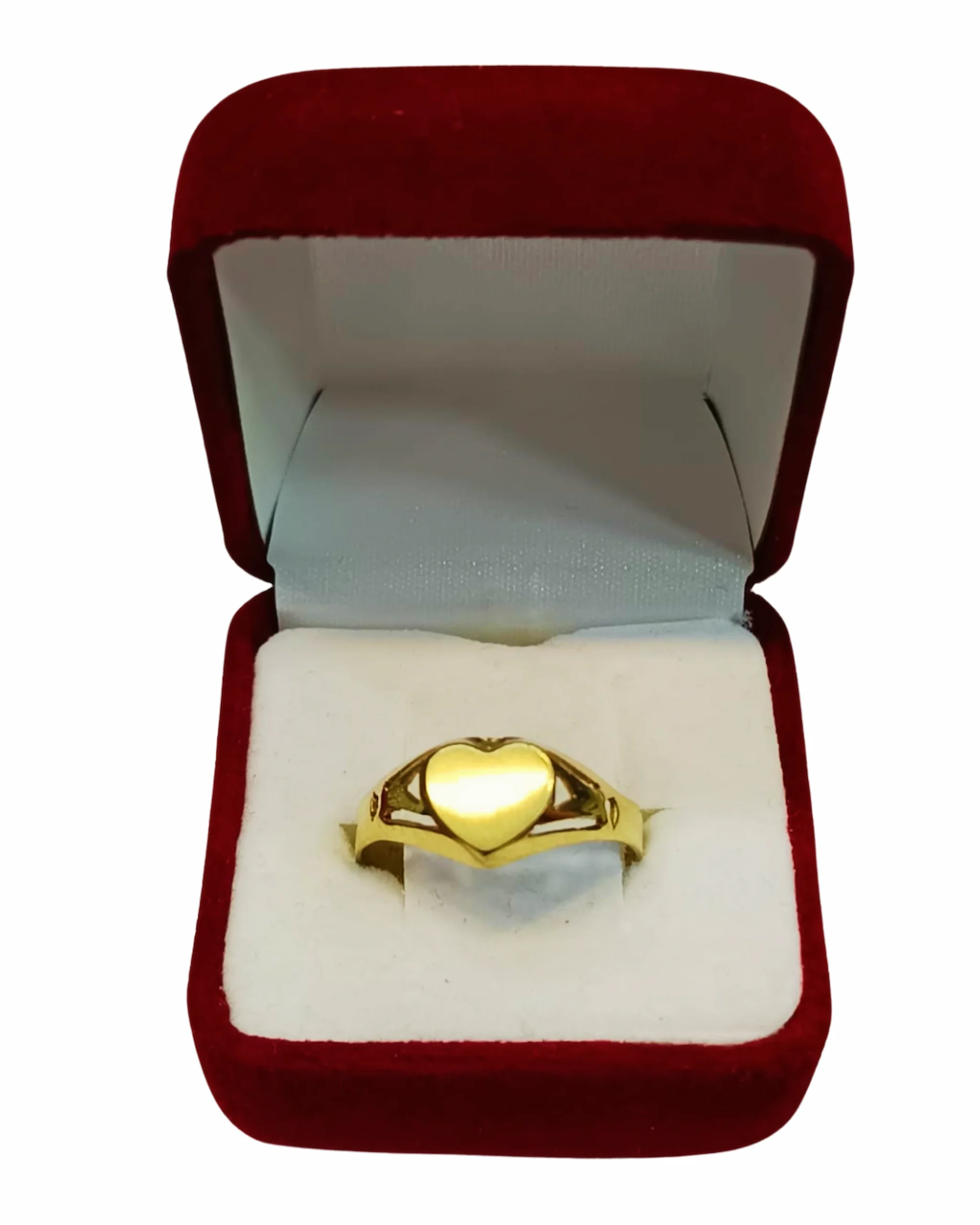 Anillo sello corazón calado oro 18k