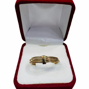 Anillo semanario textura eslabones oro 18K - diseño clásico elegante Santiago Chile