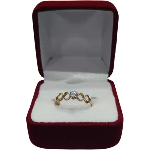Anillo solitario infinito eterno con piedra central oro 18K - amor sin fin Santiago Chile