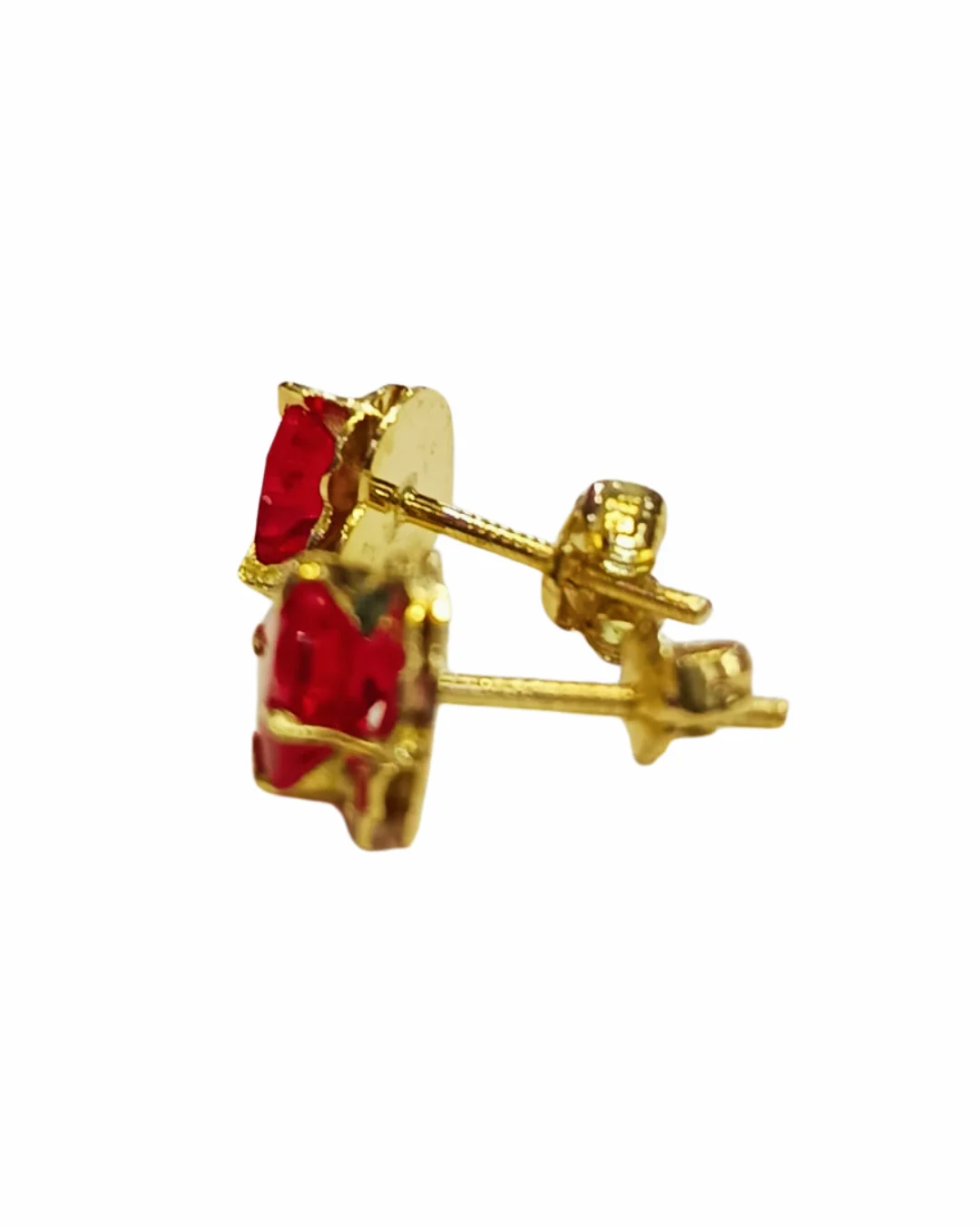 Par de aros chatón español corazón elegantes oro 18K chileno