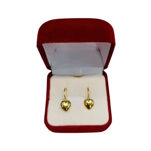 Aros corazón gancho oro 18K - amor colgante elegante Santiago Chile
