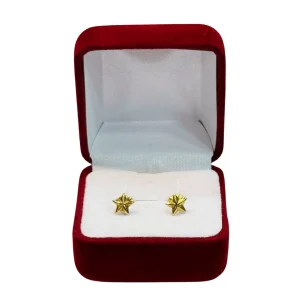 Aros estrella inflados oro 18k en estuche regalo - joyería oro Santiago Chile Joyas KM