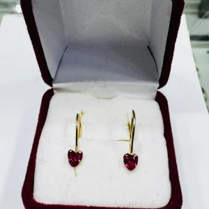Aros corazón colgante corto en oro 18k - Joyas KM